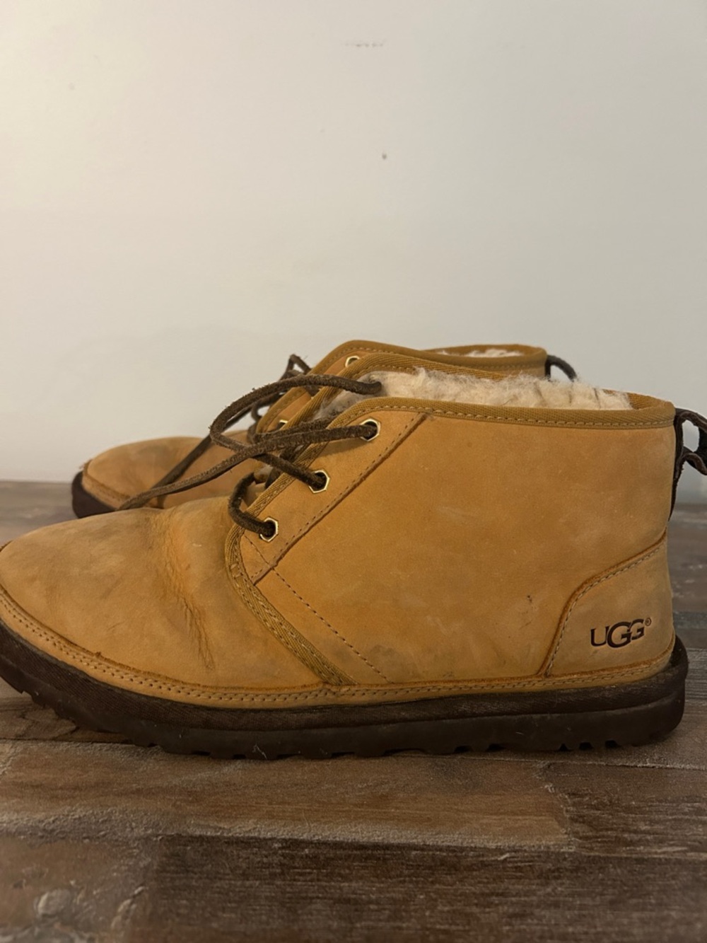UGG Tan Shearling-Lined Lace-Up Chukka Boots